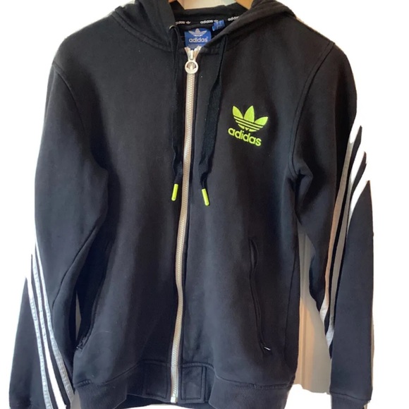 Jackets & Blazers - womens adidas original jacket black & neon Logo UK size S